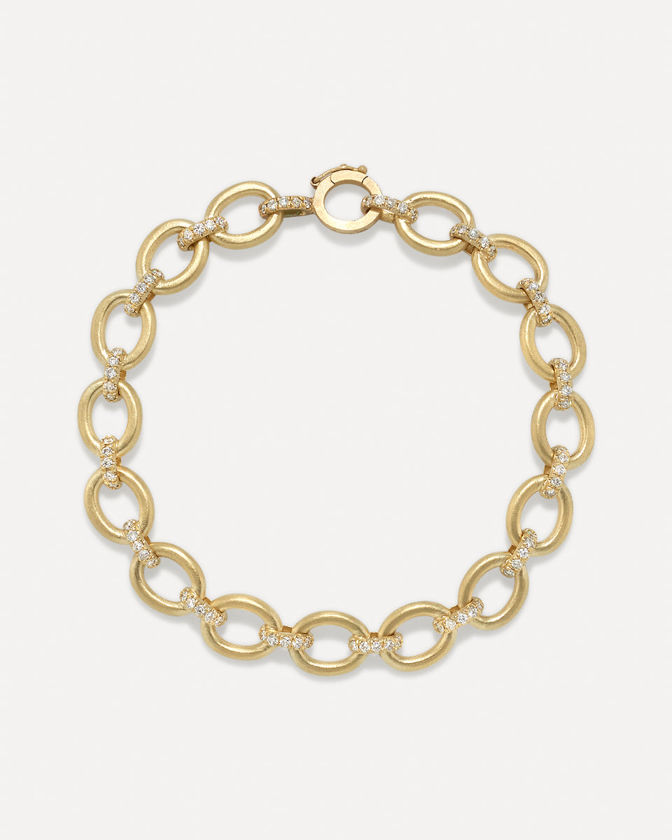 Medium Heavy Oval Multi Pavé Link Chain Bracelet - Irene Neuwirth