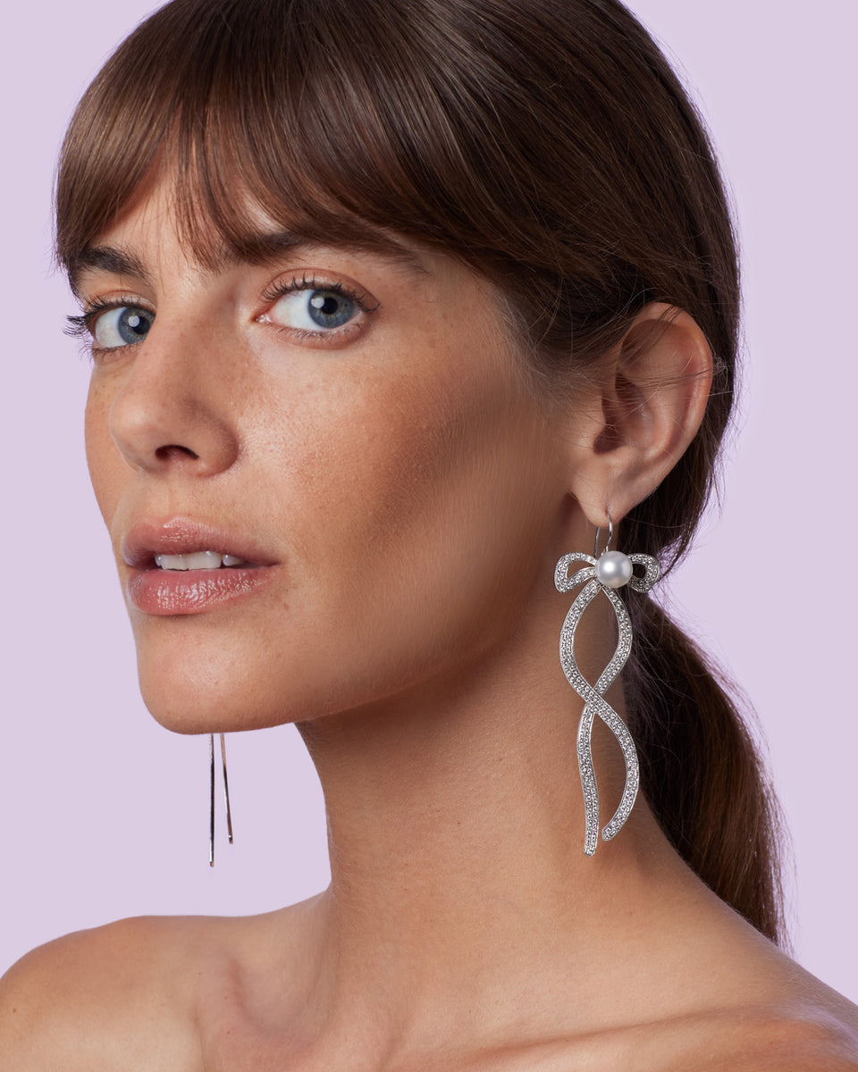 One of a Kind Pavé Ribbon Earrings - Irene Neuwirth