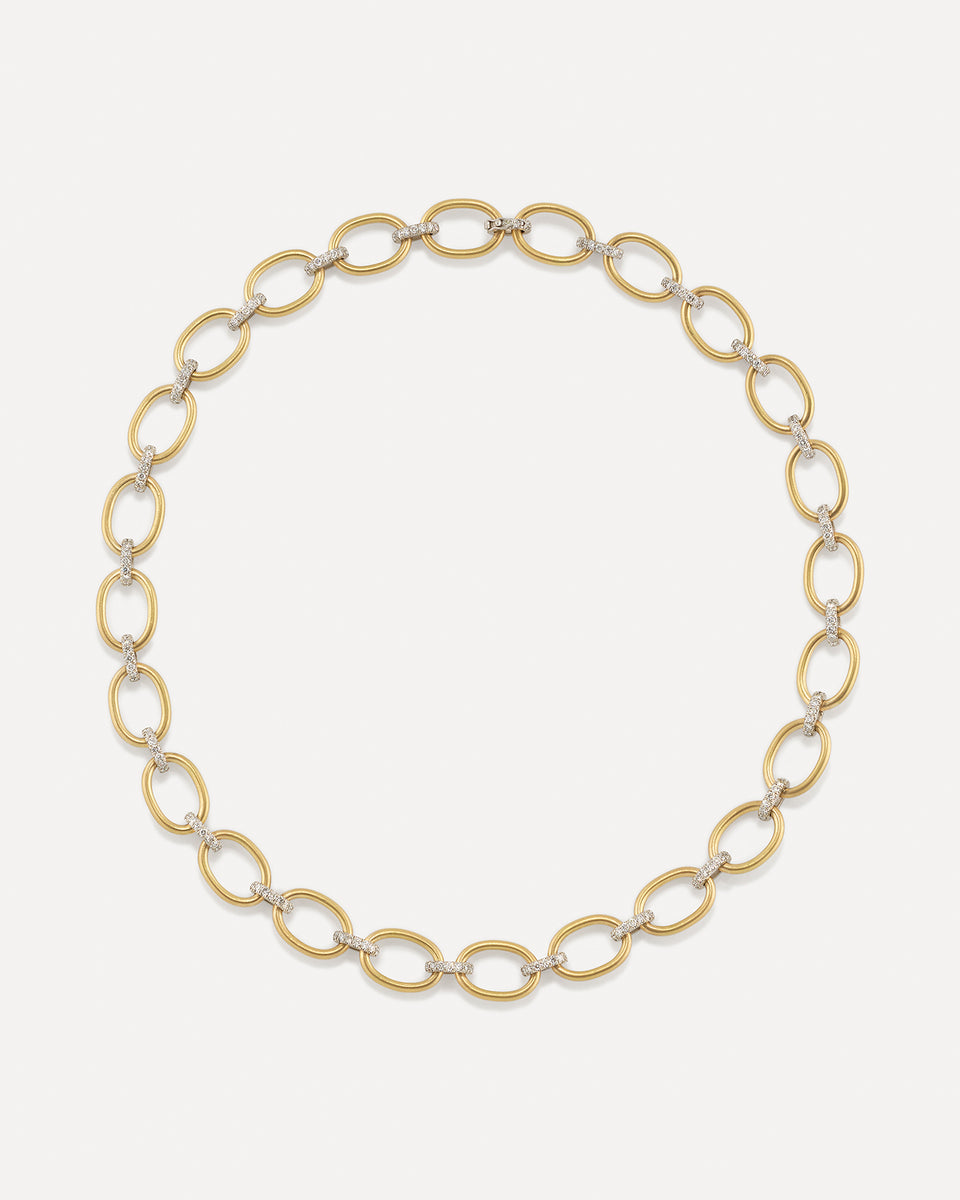 Large Oval Multi Pavé Link Chain Necklace - Irene Neuwirth