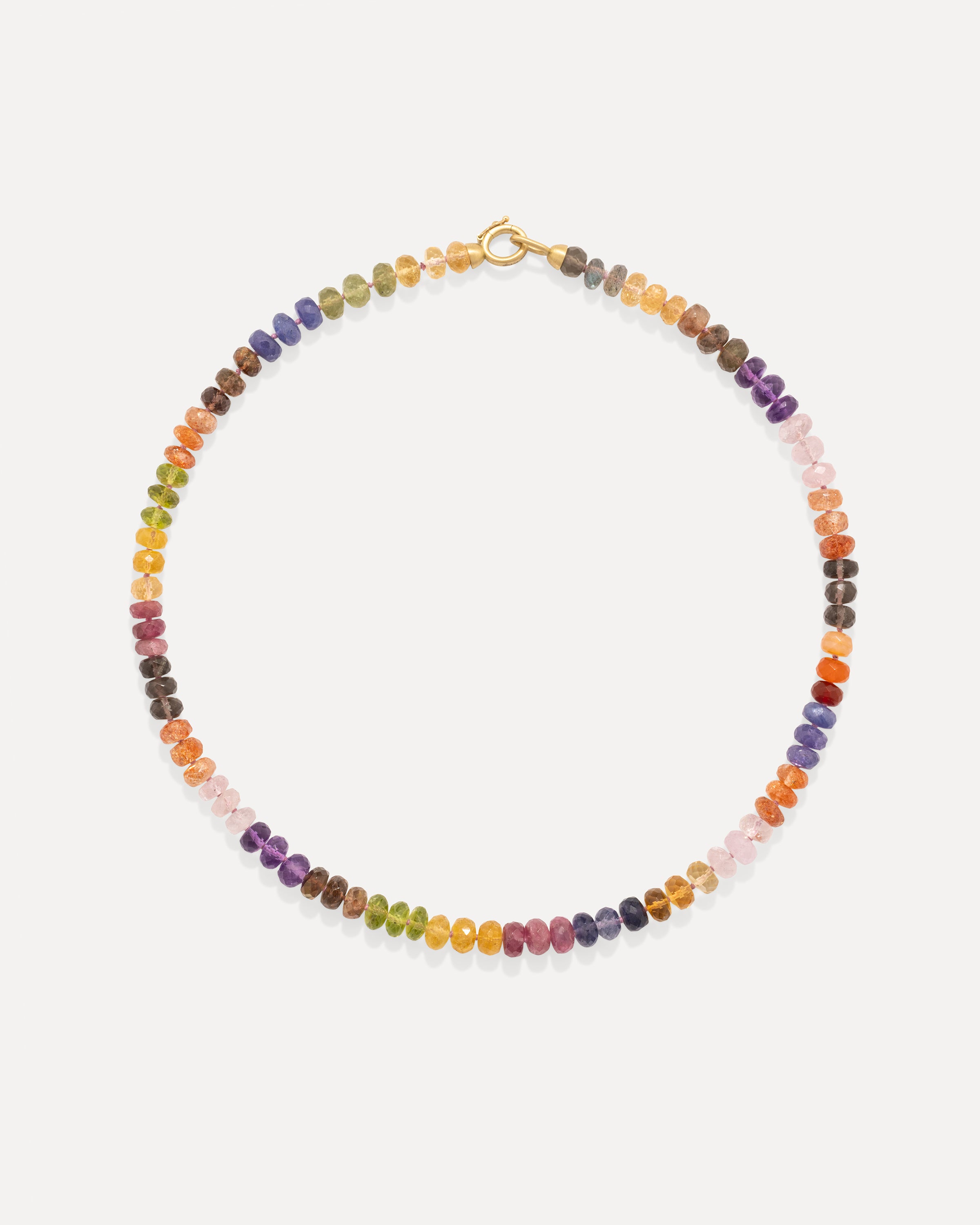 One of a Kind Faceted Multi Beaded Candy Necklace 18k Yellow Gold