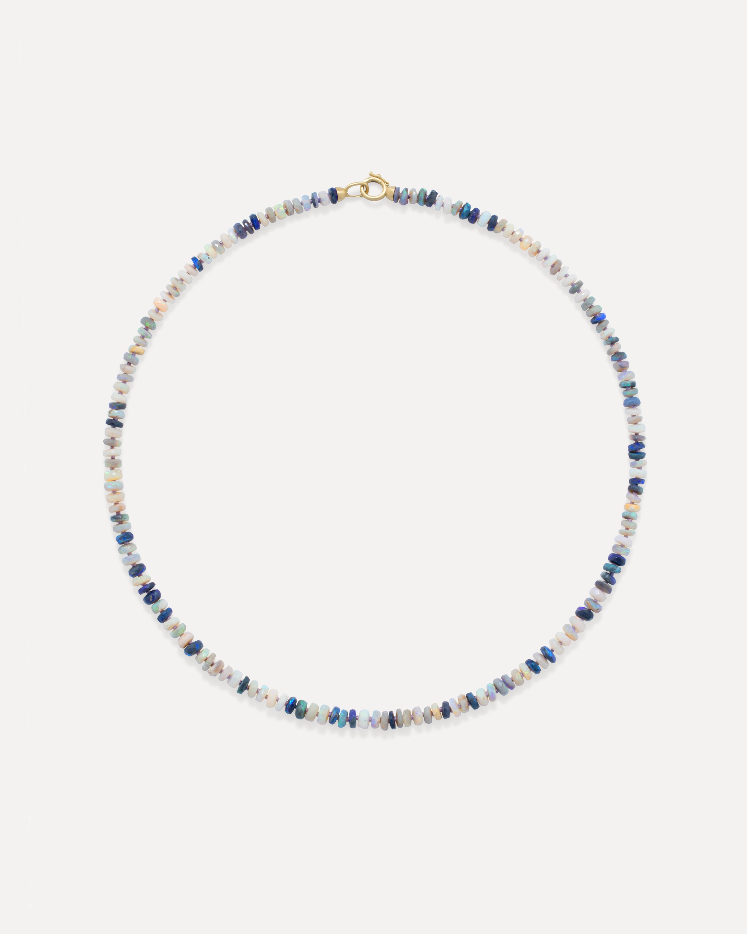One of a Kind Faceted Opal Beaded Candy Necklace 18k Yellow Gold
