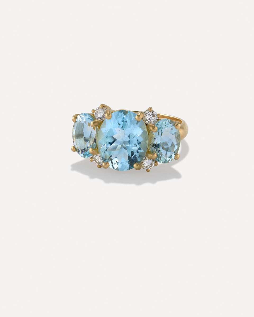 One of a Kind Gemmy Gem Diamond Three Stone Ring - Irene Neuwirth