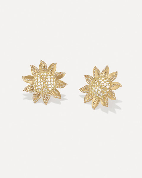 Diamond Pavé Golden Blossom Sunflower Necklace 18k Yellow Gold – Irene  Neuwirth