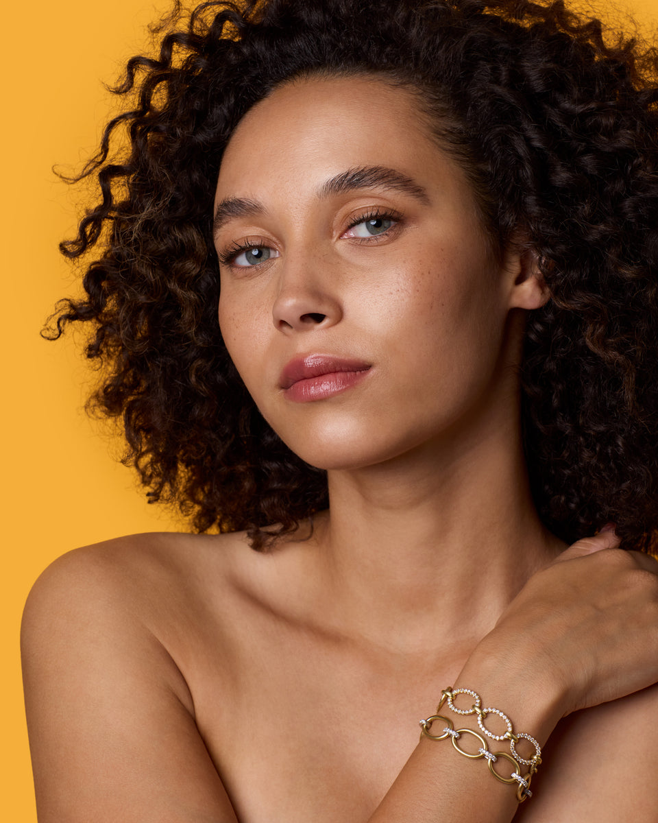 Large Oval Multi Diamond Pavé Link Chain Bracelet 18k Gold – Irene