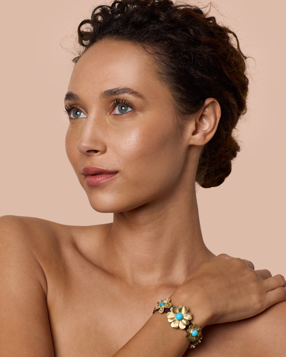 Golden Blossom Leather Conch Bracelet - Irene Neuwirth