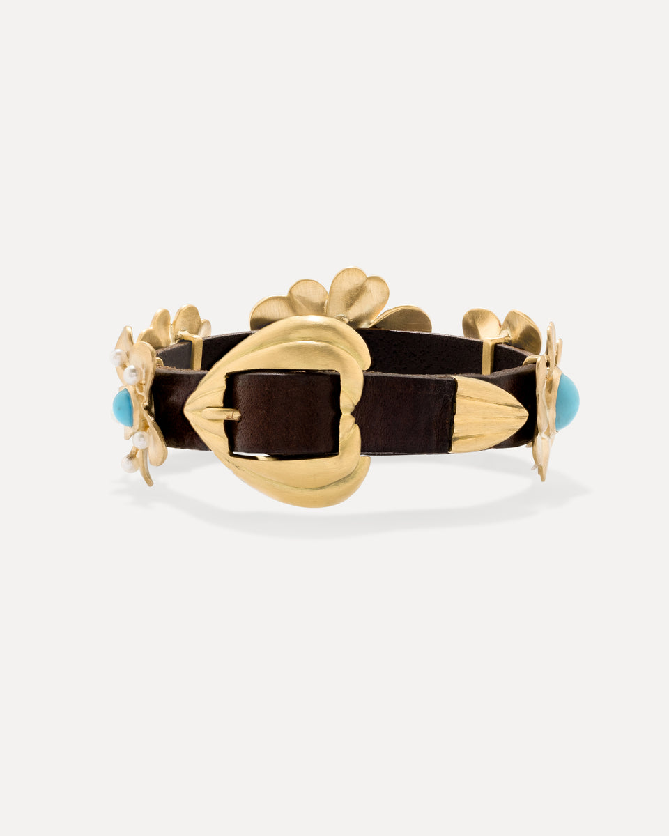 Golden Blossom Leather Bracelet - Irene Neuwirth