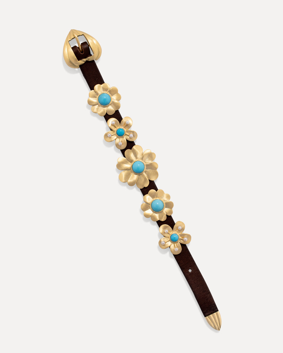 Golden Blossom Leather Bracelet - Irene Neuwirth