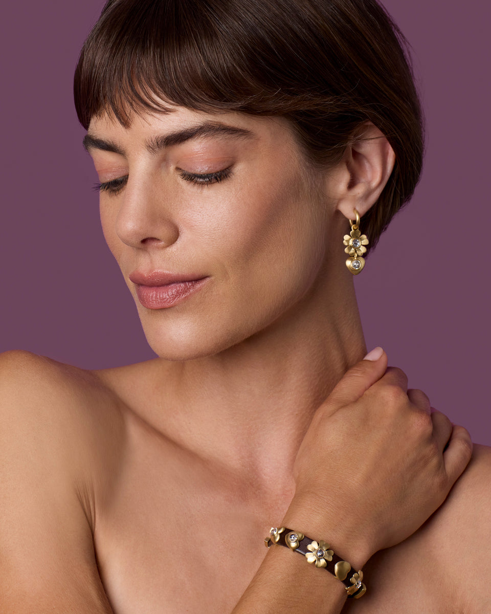 Mini Golden Blossom Leather Bracelet
