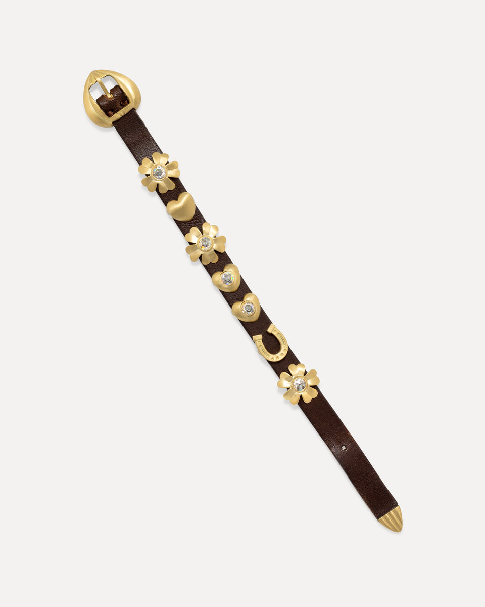Mini Golden Blossom Leather Bracelet