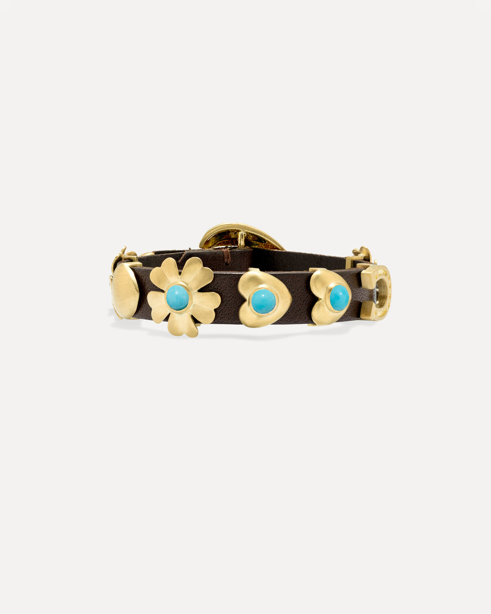 Mini Golden Blossom Leather Bracelet