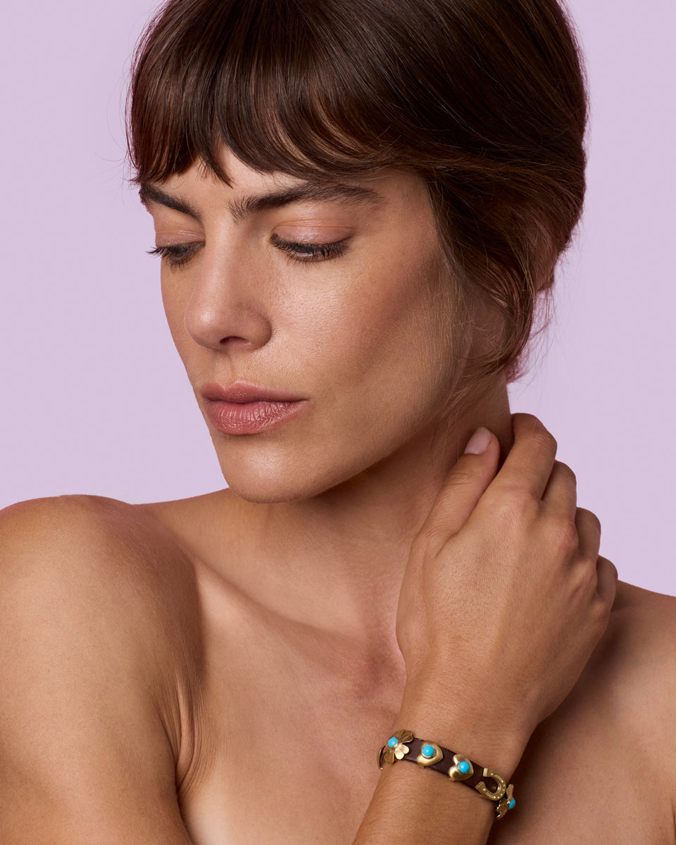Mini Golden Blossom Leather Bracelet - Irene Neuwirth