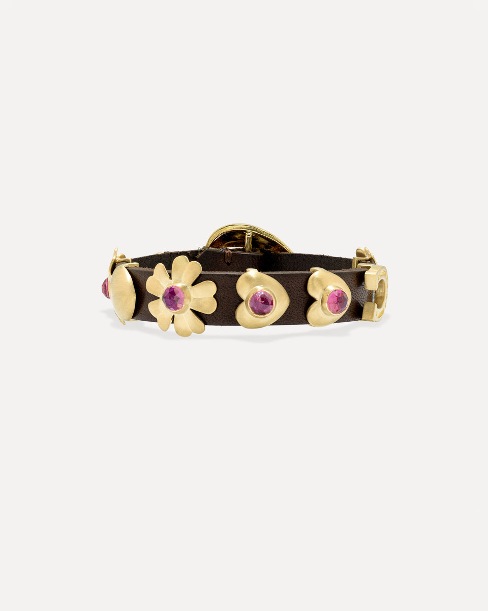 Mini Golden Blossom Leather Bracelet