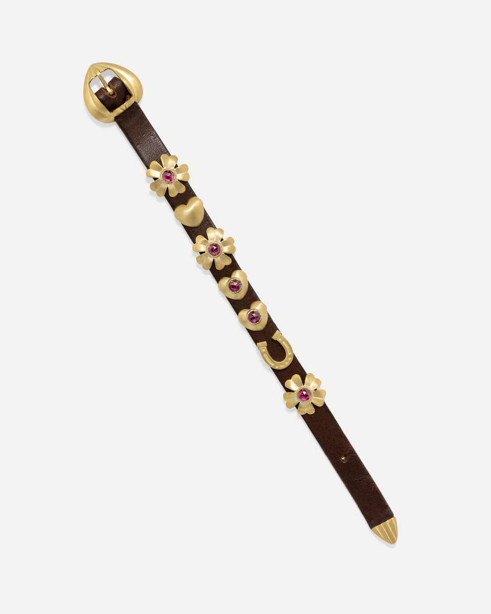 Mini Golden Blossom Leather Bracelet