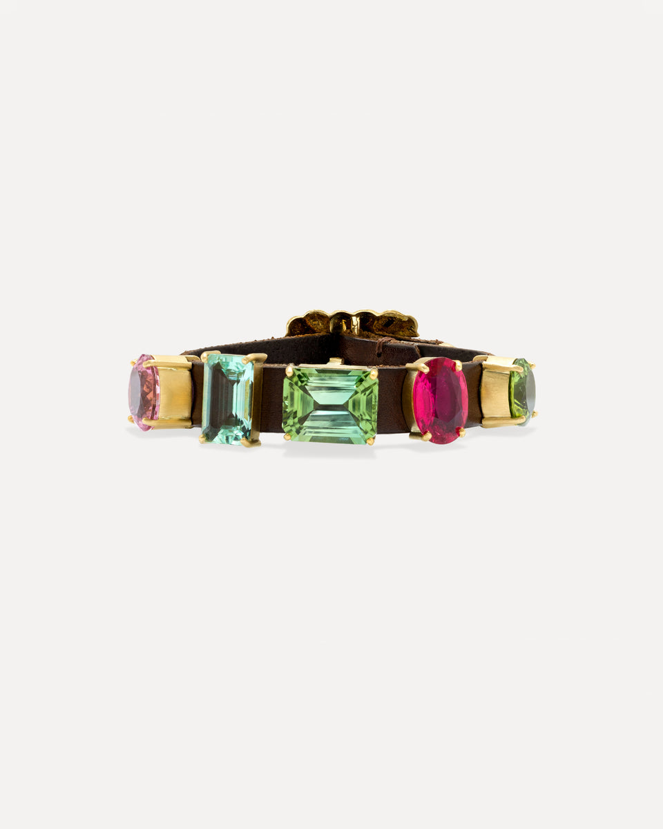 Mini Gemmy Gem Leather Bracelet