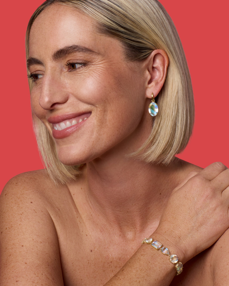 One of a Kind Gem Drop Jeweled Huggies