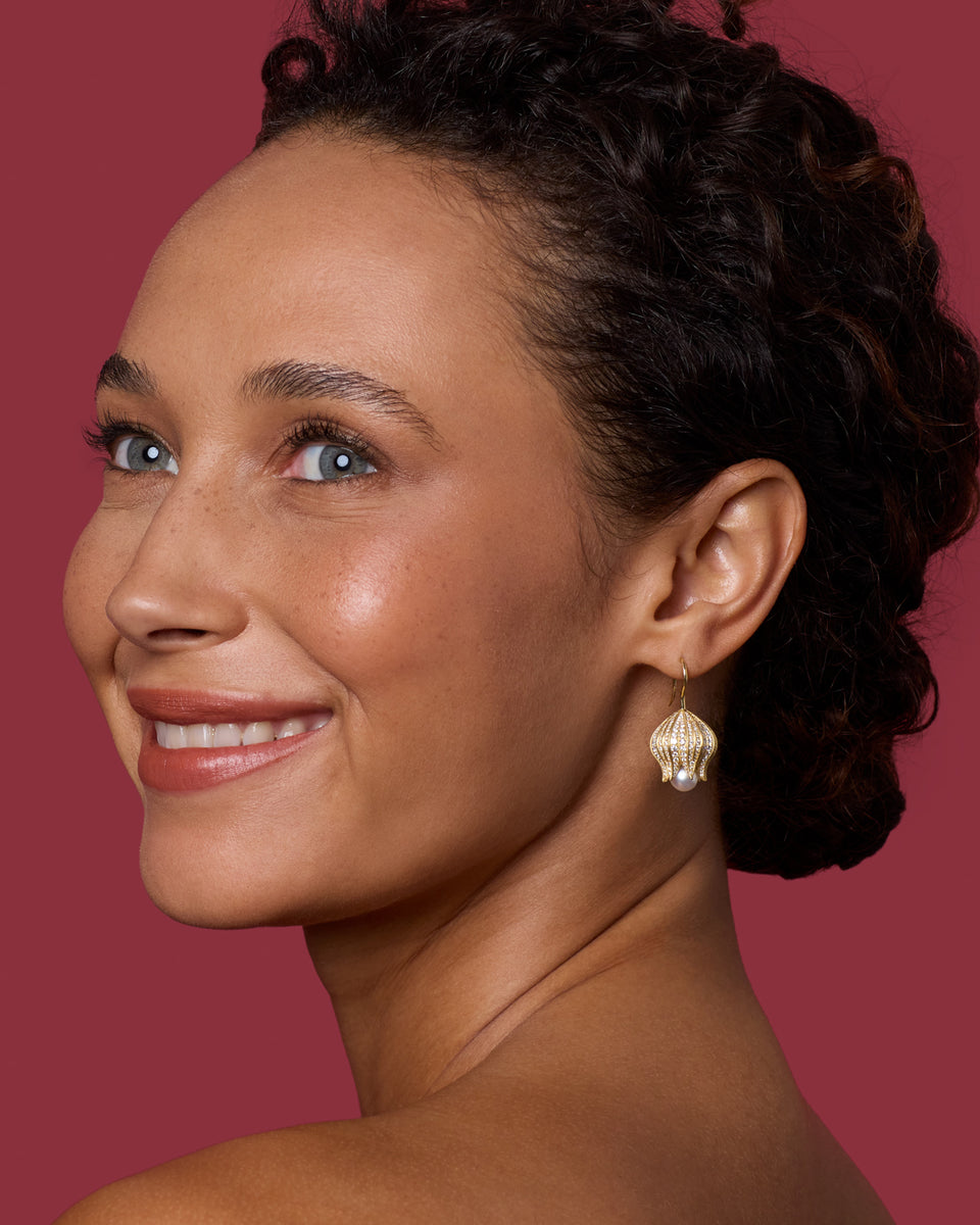 Pavé Golden Blossom Lily of the Valley Earrings - Irene Neuwirth
