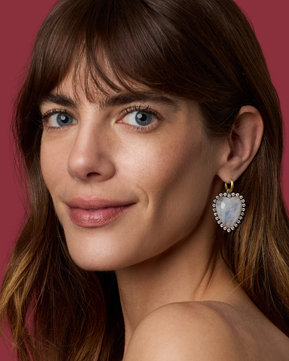 Large Diamond Love Jeweled Huggies - Irene Neuwirth