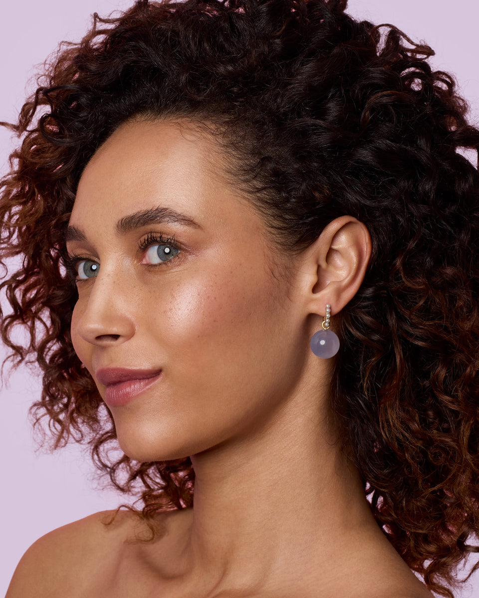 Gumball Studded Drop Jeweled Huggies - Irene Neuwirth