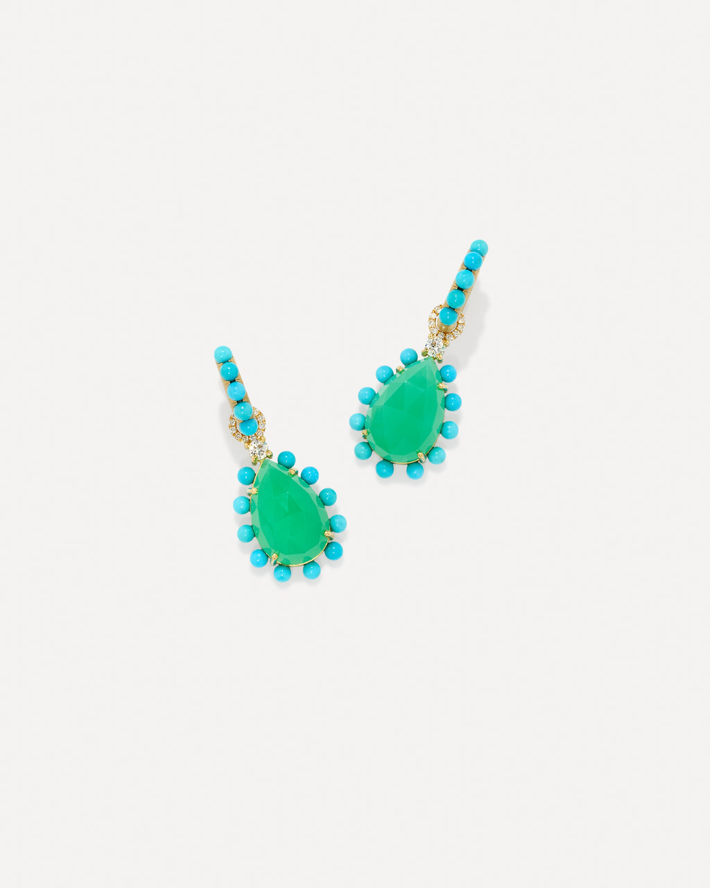 Small Classic Studded Halo Mixed Jeweled Huggies - Irene Neuwirth