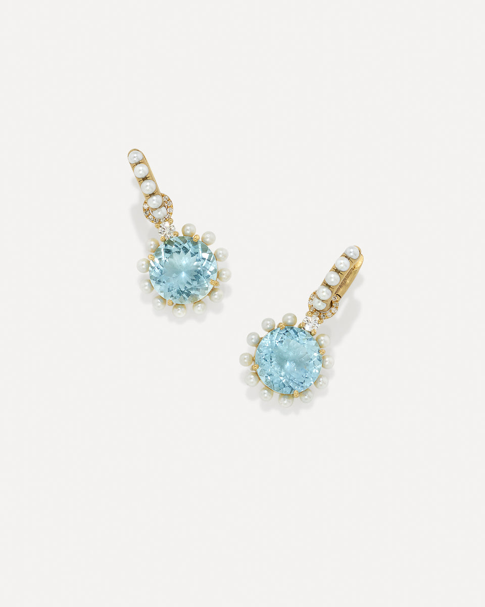 Classic Studded Halo Mixed Jeweled Huggies