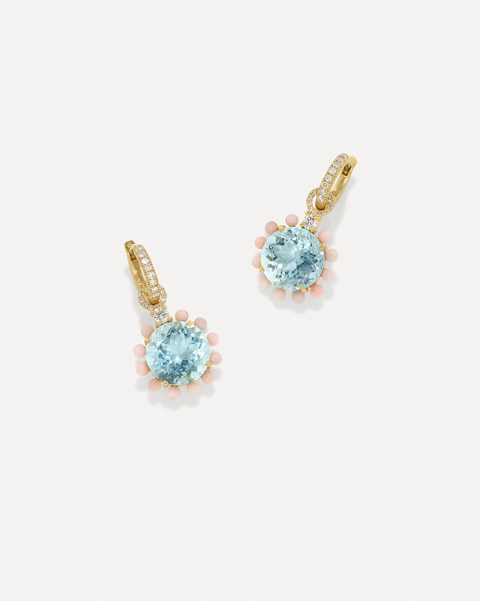 Classic Studded Halo Mixed Jeweled Huggies