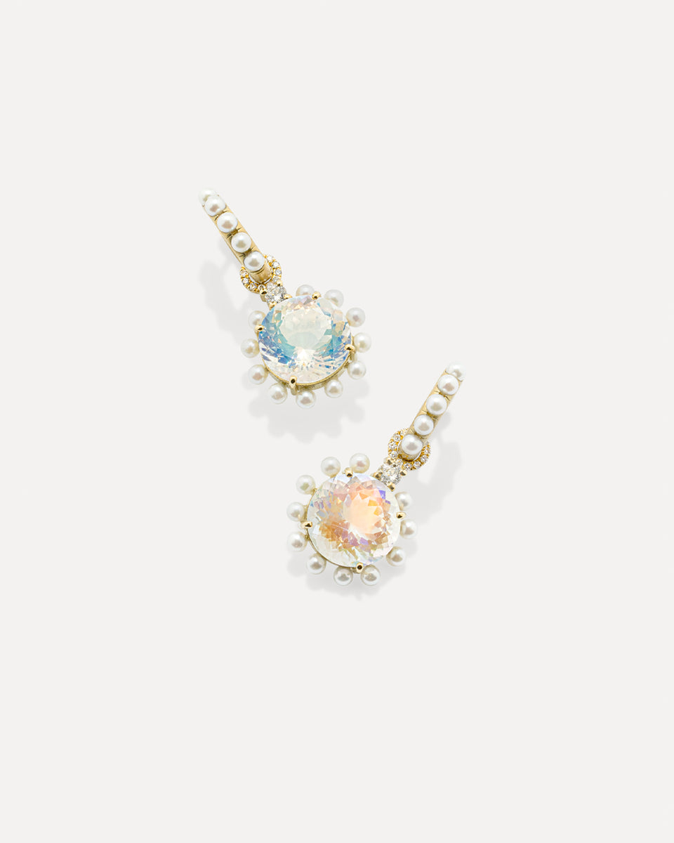 Classic Studded Halo Mixed Jeweled Huggies