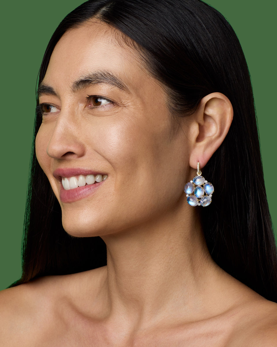 Pavé Classic Diamond Floret Jeweled Huggies - Irene Neuwirth