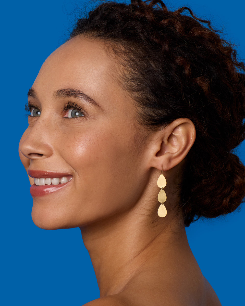 Gold Classic Three Drop Earrings