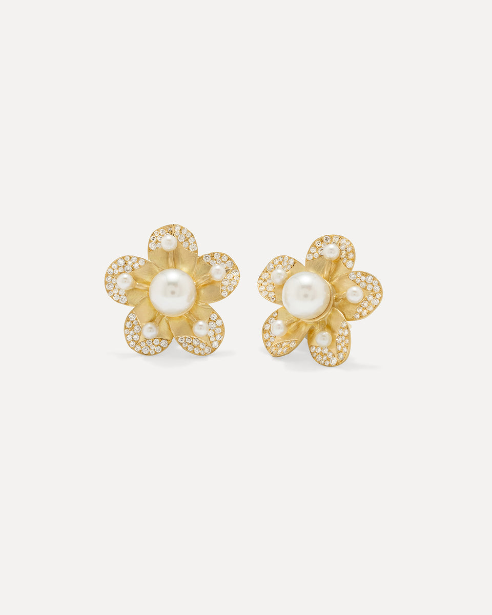 Pavé Golden Blossom Desert Flower Studs - Irene Neuwirth