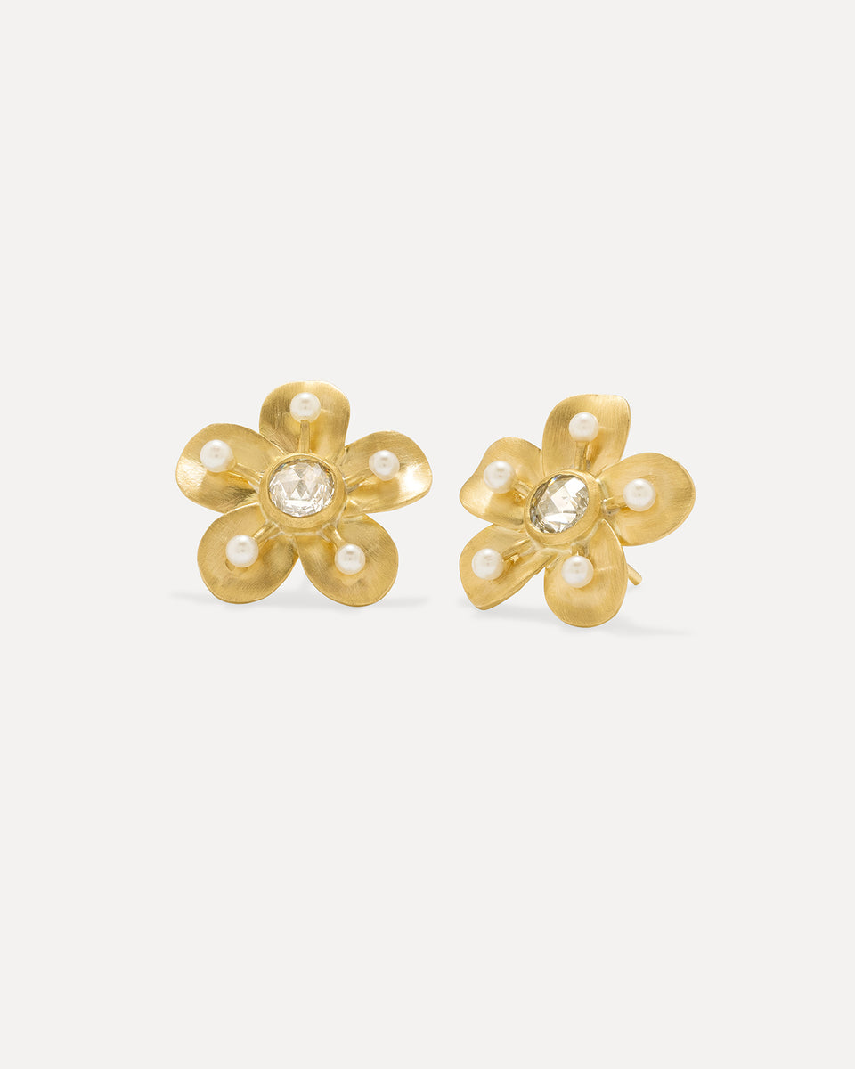 Golden Blossom Desert Flower Studs - Irene Neuwirth