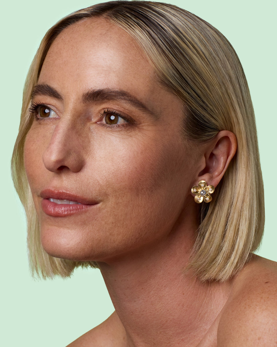 Golden Blossom Desert Flower Studs - Irene Neuwirth