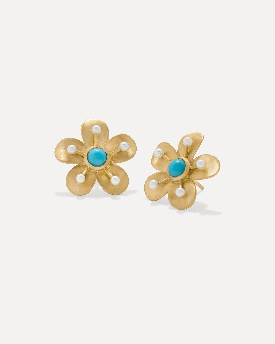 Golden Blossom Desert Flower Studs - Irene Neuwirth