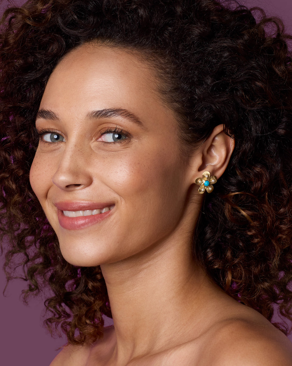 Golden Blossom Desert Flower Studs - Irene Neuwirth
