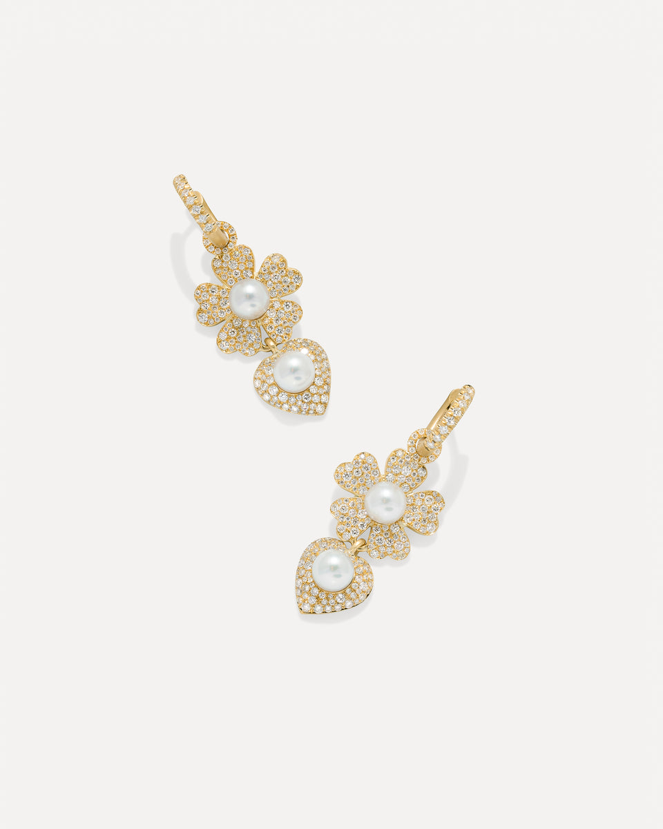 Pavé Golden Blossom Love Earrings