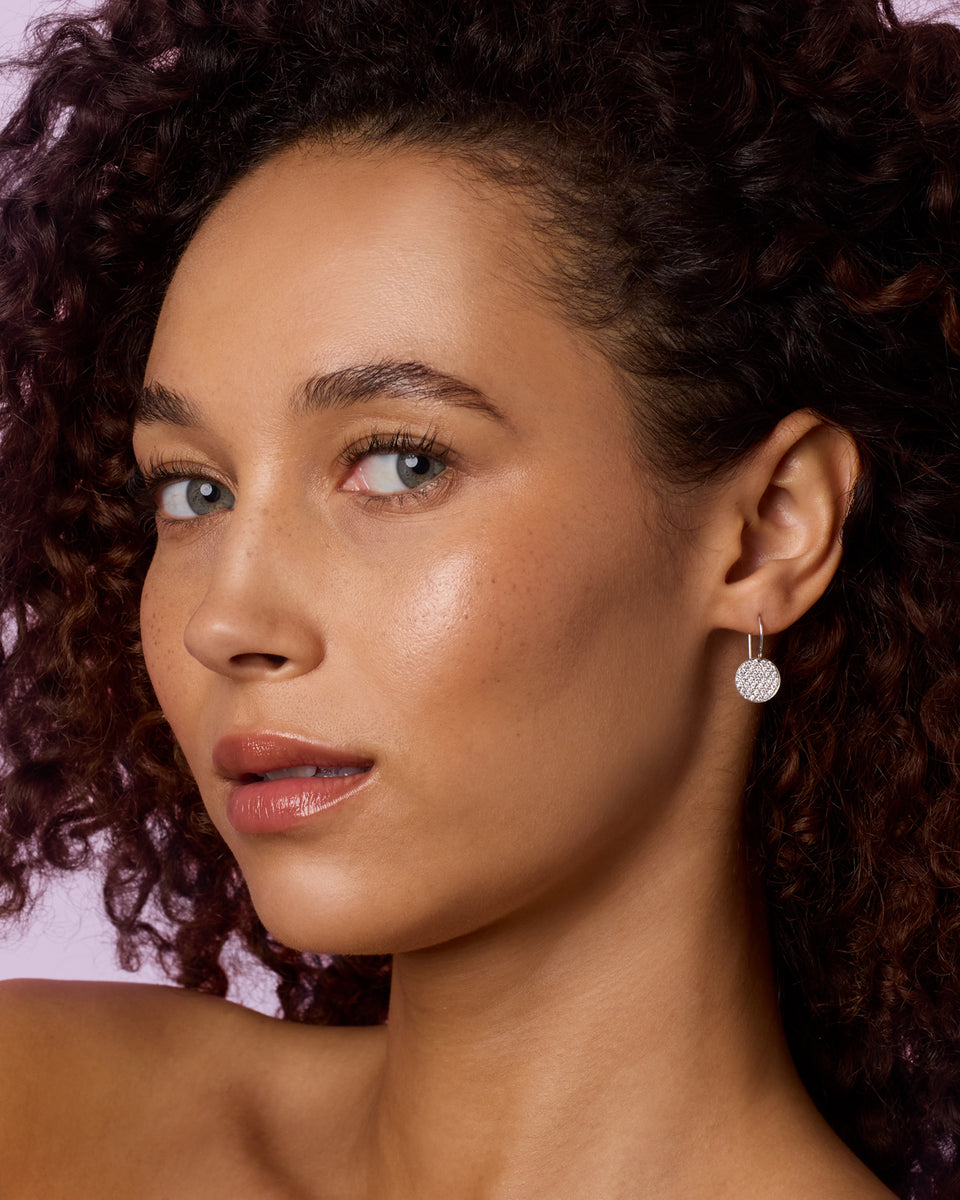Pavé Small Circle Drop Earrings