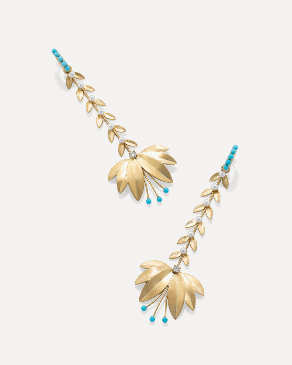 Golden Blossom Vine Earrings - Irene Neuwirth