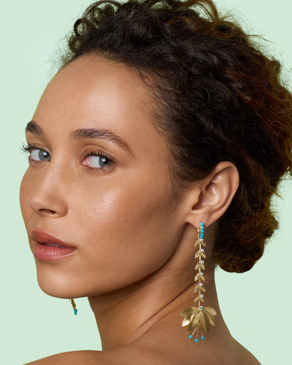 Golden Blossom Vine Earrings - Irene Neuwirth