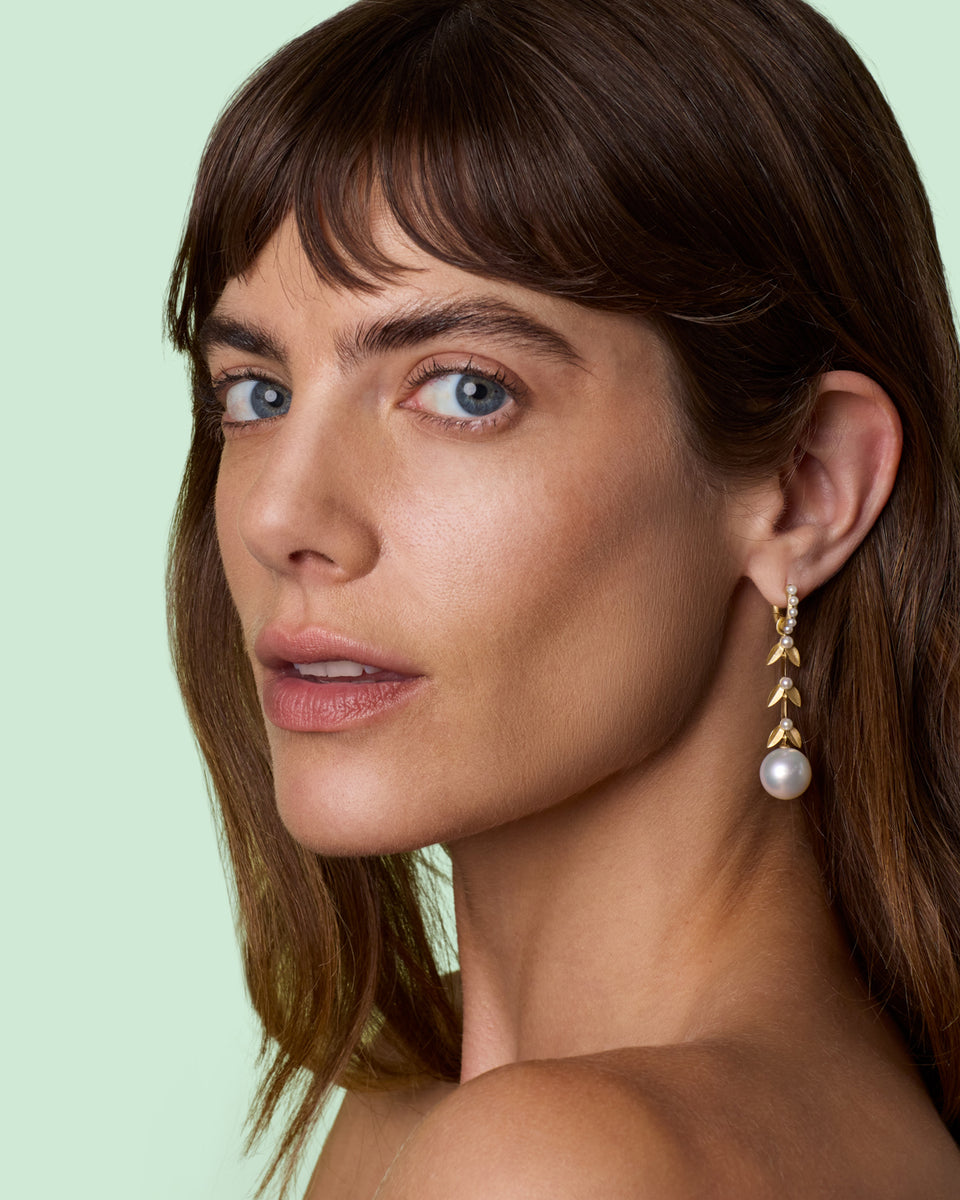Golden Blossom Gumball Long Vine Earrings