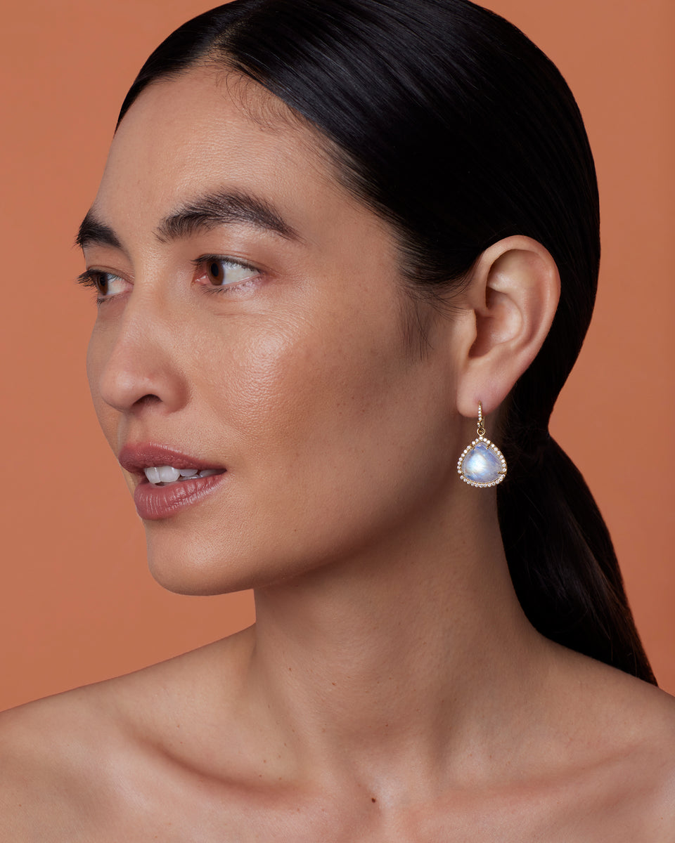 Pavé Halo Large Classic Pear Drop Earrings - Irene Neuwirth
