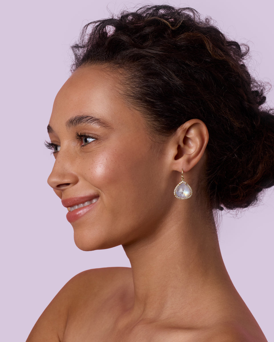 Pavé Halo Large Classic Pear Drop Earrings - Irene Neuwirth