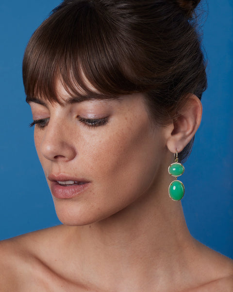 Pavé Halo Double Drop Classic Link Earrings - Irene Neuwirth