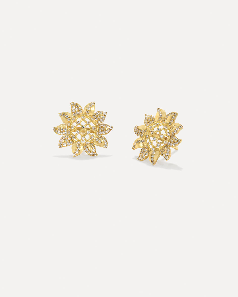 Mini Pavé Golden Blossom Sunflower Studs
