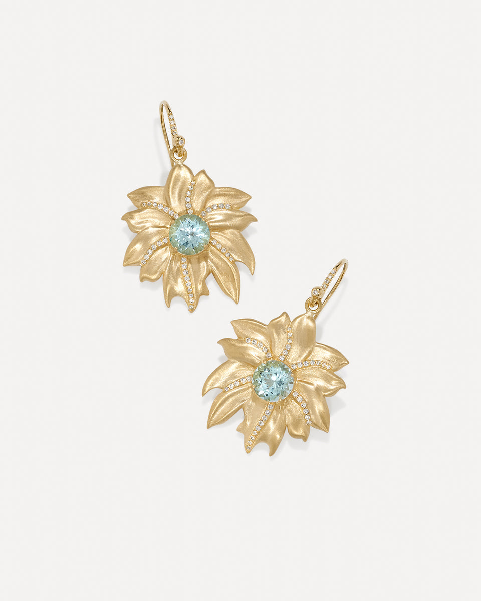Pavé Golden Blossom Earrings - Irene Neuwirth
