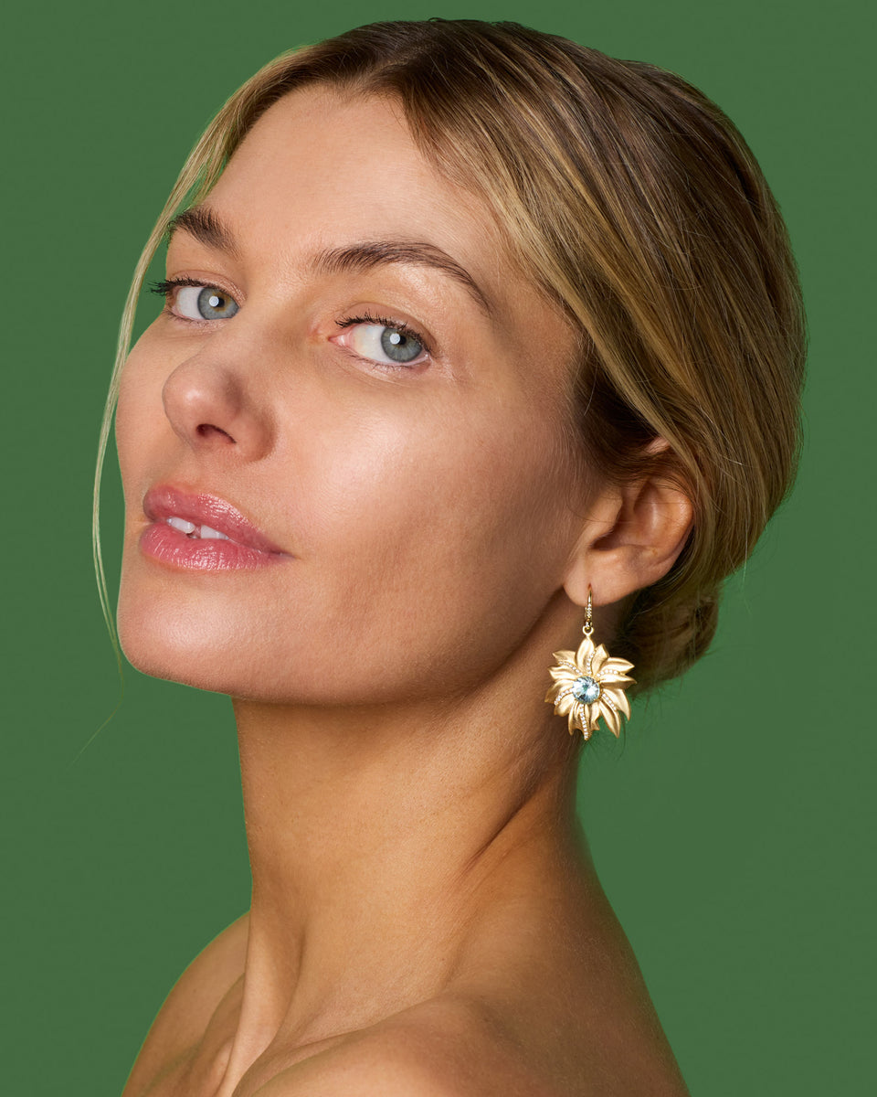 Pavé Golden Blossom Earrings - Irene Neuwirth