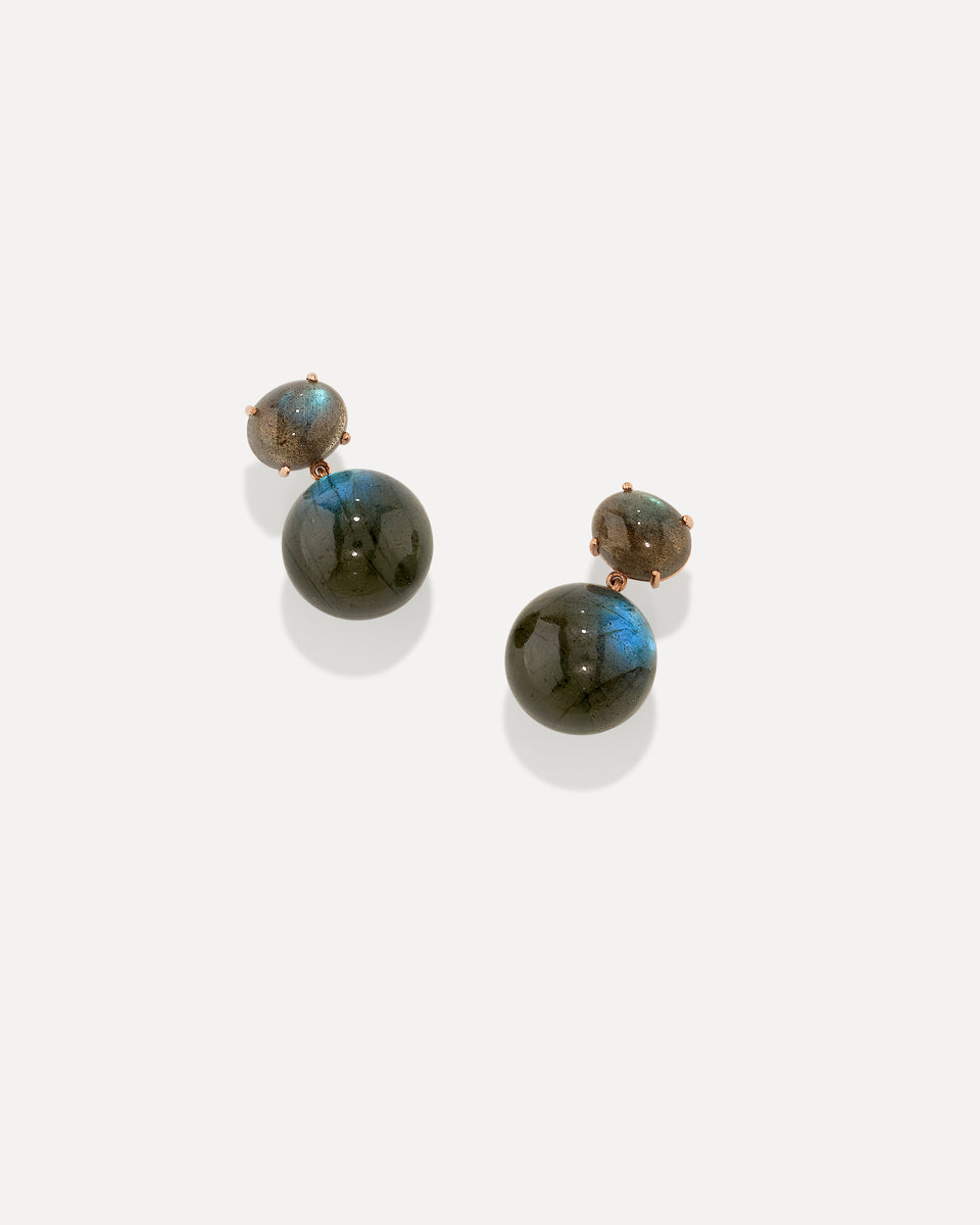 Oval Gumball Double Drop Earrings - Irene Neuwirth