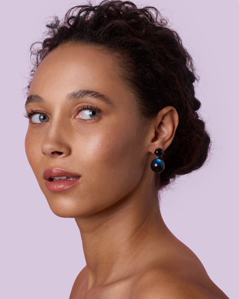 Oval Gumball Double Drop Earrings - Irene Neuwirth