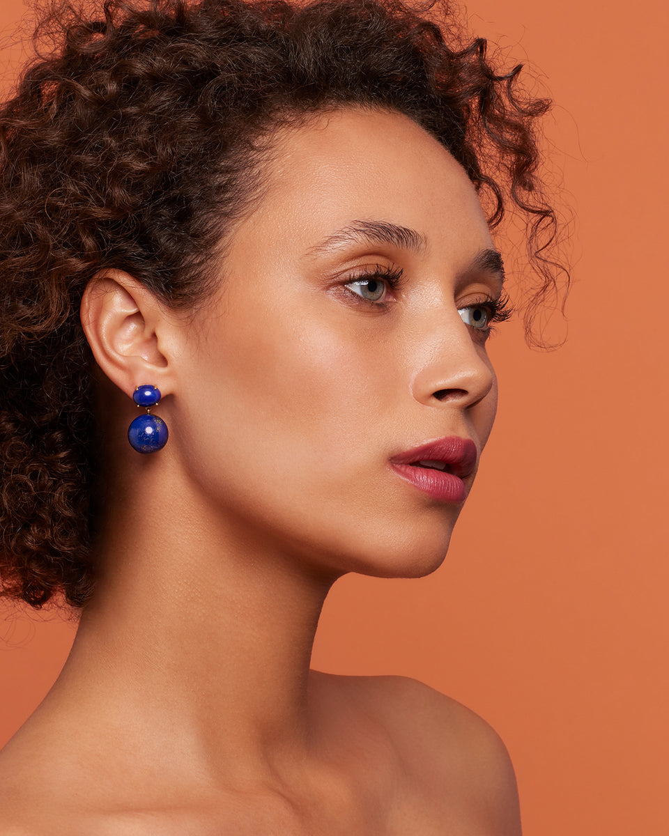 Oval Gumball Double Drop Earrings - Irene Neuwirth