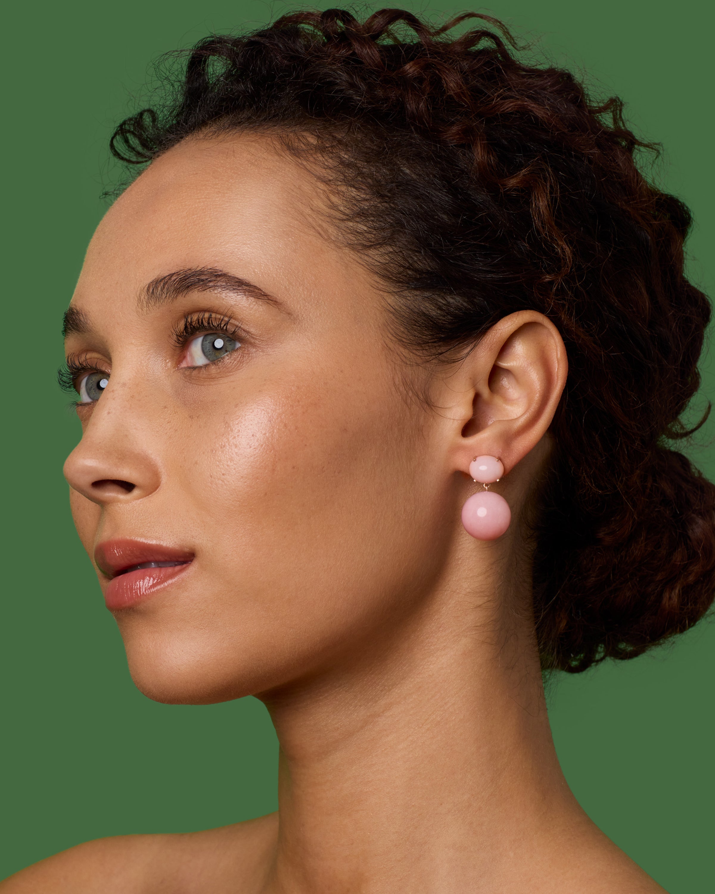 アクセサリー eru0212 Oval Gumball Double Drop Earrings 18k Gold – Irene Neuwirth