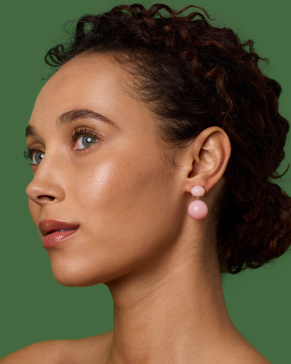 Oval Gumball Double Drop Earrings
