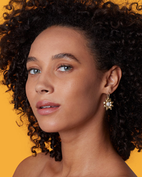 Golden Blossom Wildflower Drop Earrings